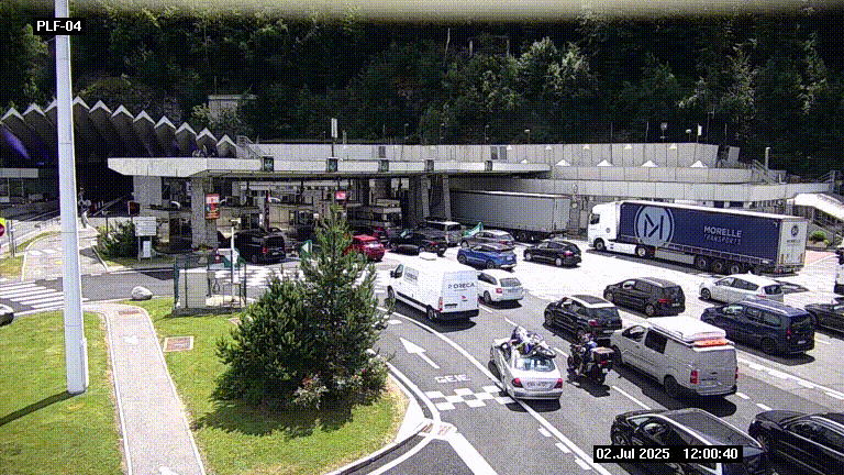 Webcam au péage du tunnel du Mont-Blanc, côté entrée France à Chamonix, au bout de l'A40