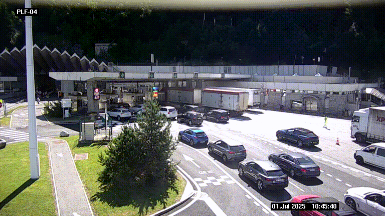 Webcam au péage du tunnel du Mont-Blanc, côté entrée France à Chamonix, au bout de l'A40