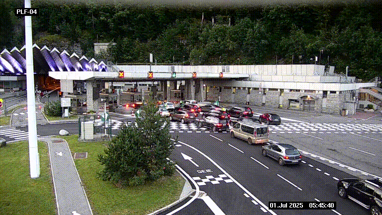 Webcam au péage du tunnel du Mont-Blanc, côté entrée France à Chamonix, au bout de l'A40