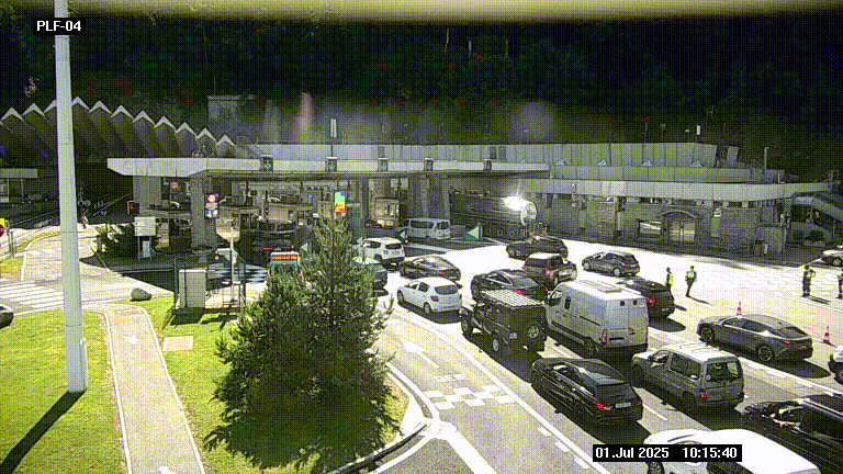 Webcam au péage du tunnel du Mont-Blanc, côté entrée France à Chamonix, au bout de l'A40