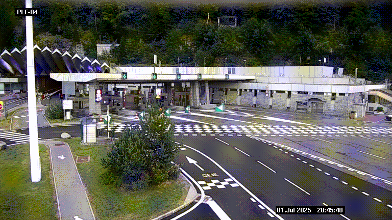 Webcam au péage du tunnel du Mont-Blanc, côté entrée France à Chamonix, au bout de l'A40
