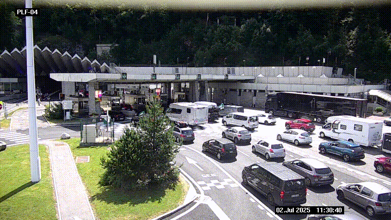 Webcam au péage du tunnel du Mont-Blanc, côté entrée France à Chamonix, au bout de l'A40