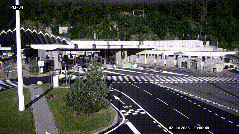 Webcam au péage du tunnel du Mont-Blanc, côté entrée France à Chamonix, au bout de l'A40