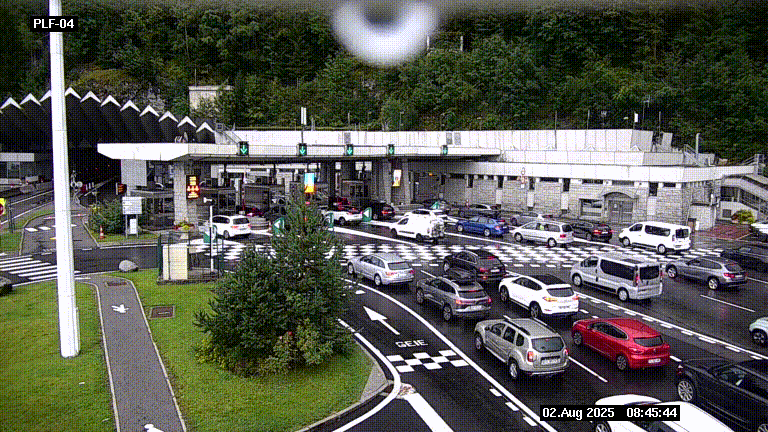 Webcam au péage du tunnel du Mont-Blanc, côté entrée France à Chamonix, au bout de l'A40