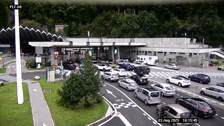 Webcam au péage du tunnel du Mont-Blanc, côté entrée France à Chamonix, au bout de l'A40