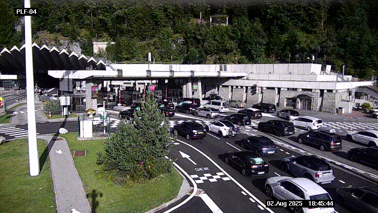Webcam au péage du tunnel du Mont-Blanc, côté entrée France à Chamonix, au bout de l'A40