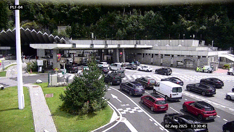 Webcam au péage du tunnel du Mont-Blanc, côté entrée France à Chamonix, au bout de l'A40