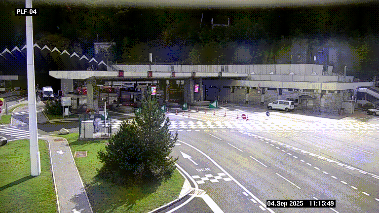 Webcam au péage du tunnel du Mont-Blanc, côté entrée France à Chamonix, au bout de l'A40