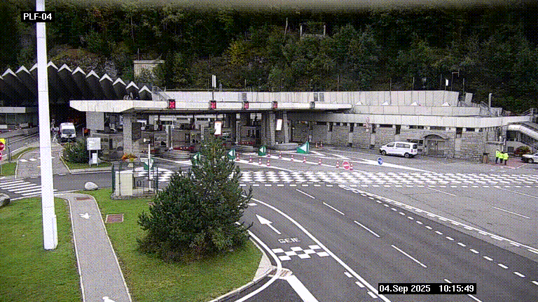Webcam au péage du tunnel du Mont-Blanc, côté entrée France à Chamonix, au bout de l'A40