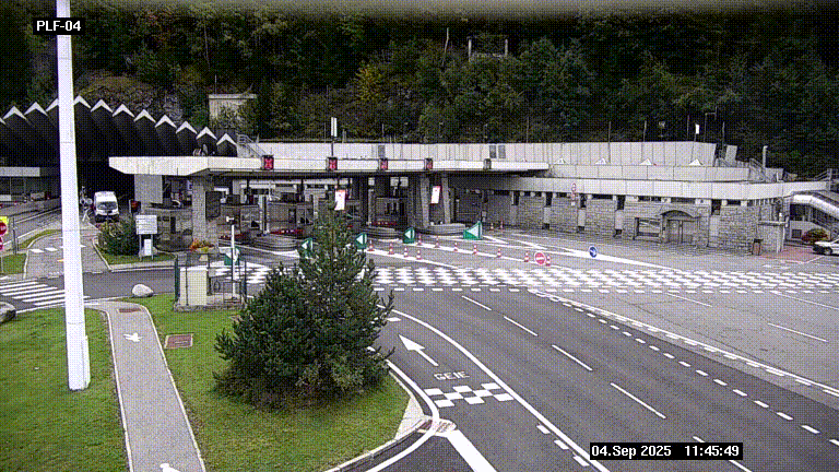 Webcam au péage du tunnel du Mont-Blanc, côté entrée France à Chamonix, au bout de l'A40