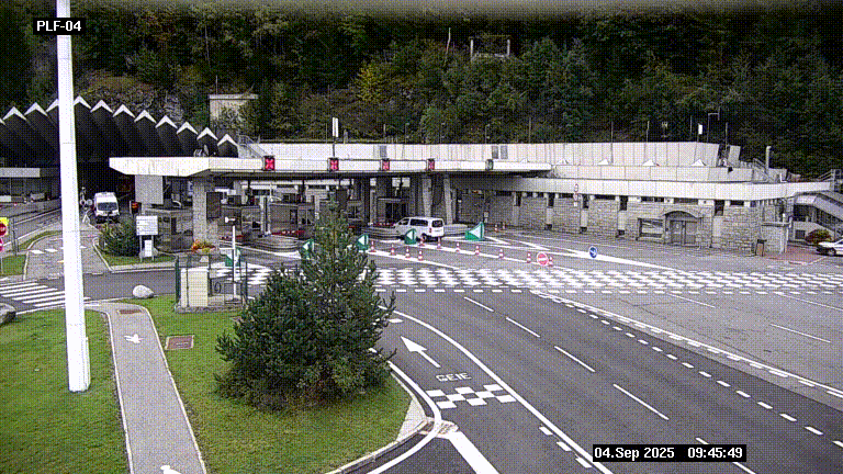 Webcam au péage du tunnel du Mont-Blanc, côté entrée France à Chamonix, au bout de l'A40
