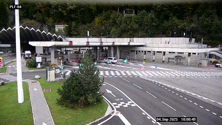 Webcam au péage du tunnel du Mont-Blanc, côté entrée France à Chamonix, au bout de l'A40