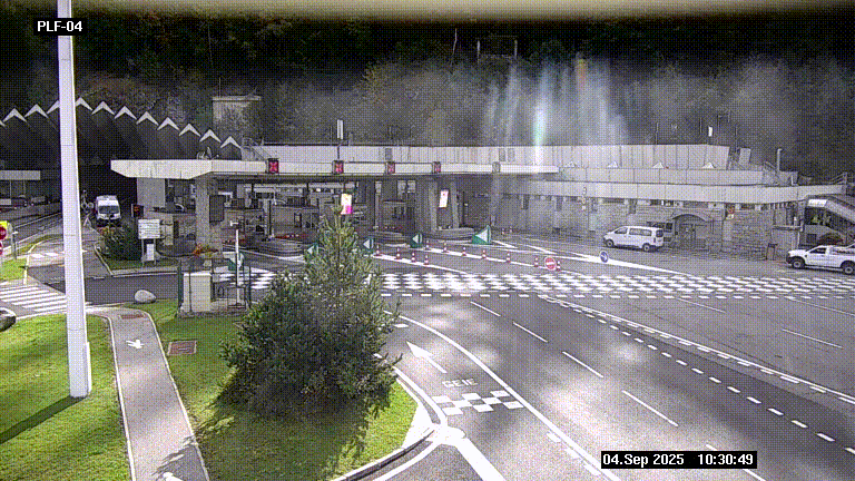 Webcam au péage du tunnel du Mont-Blanc, côté entrée France à Chamonix, au bout de l'A40