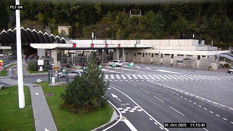 Webcam au péage du tunnel du Mont-Blanc, côté entrée France à Chamonix, au bout de l'A40