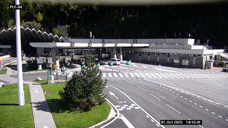Webcam au péage du tunnel du Mont-Blanc, côté entrée France à Chamonix, au bout de l'A40