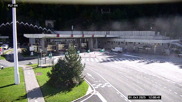 Webcam au péage du tunnel du Mont-Blanc, côté entrée France à Chamonix, au bout de l'A40
