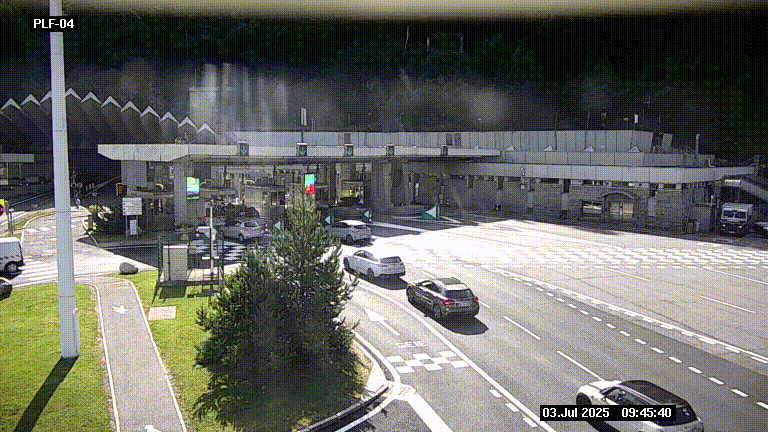 Webcam au péage du tunnel du Mont-Blanc, côté entrée France à Chamonix, au bout de l'A40