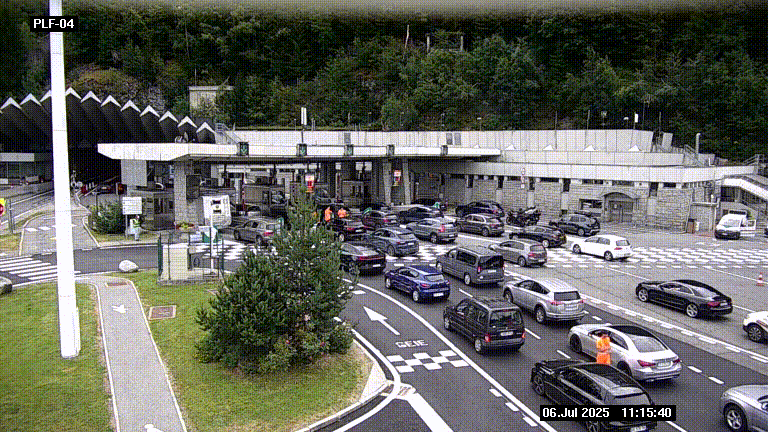Webcam au péage du tunnel du Mont-Blanc, côté entrée France à Chamonix, au bout de l'A40