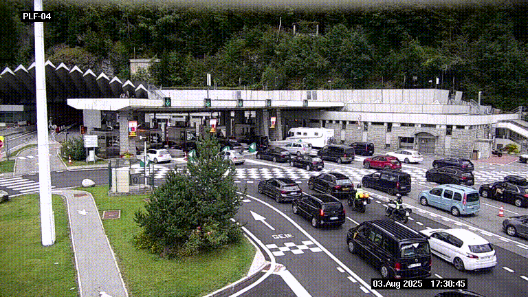 <h2>Webcam au péage du tunnel du Mont-Blanc, côté entrée France à Chamonix, au bout de l'A40</h2>