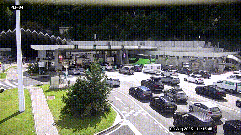 Webcam au péage du tunnel du Mont-Blanc, côté entrée France à Chamonix, au bout de l'A40