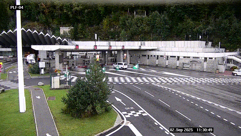 Webcam au péage du tunnel du Mont-Blanc, côté entrée France à Chamonix, au bout de l'A40