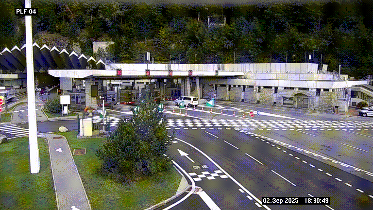 <h2>Webcam au péage du tunnel du Mont-Blanc, côté entrée France à Chamonix, au bout de l'A40</h2>