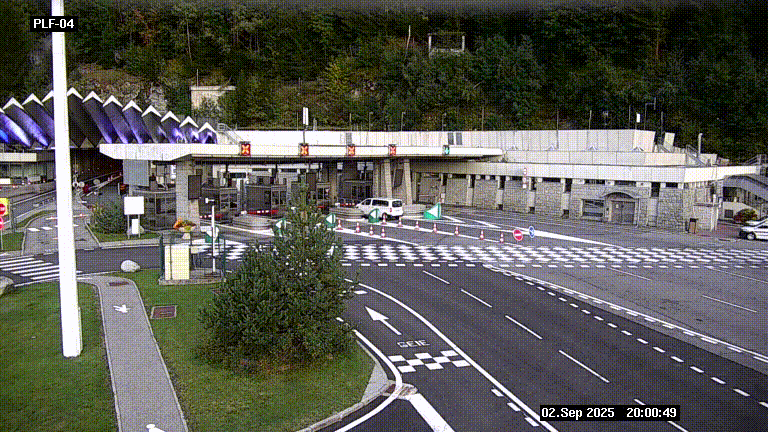 Webcam au péage du tunnel du Mont-Blanc, côté entrée France à Chamonix, au bout de l'A40