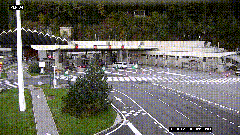 Webcam au péage du tunnel du Mont-Blanc, côté entrée France à Chamonix, au bout de l'A40