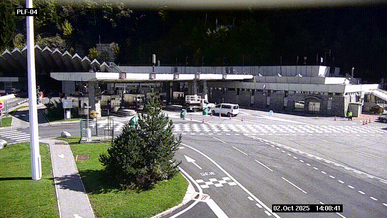 Webcam au péage du tunnel du Mont-Blanc, côté entrée France à Chamonix, au bout de l'A40
