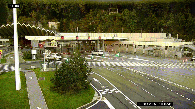 Webcam au péage du tunnel du Mont-Blanc, côté entrée France à Chamonix, au bout de l'A40
