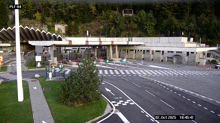 Webcam au péage du tunnel du Mont-Blanc, côté entrée France à Chamonix, au bout de l'A40