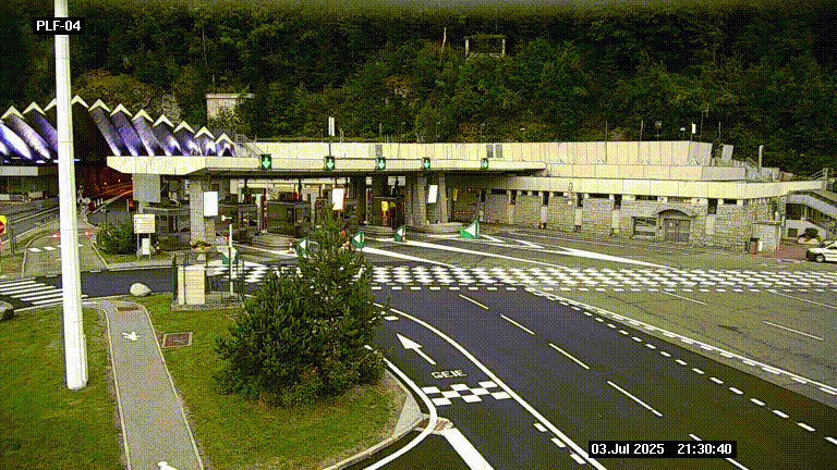 Webcam au péage du tunnel du Mont-Blanc, côté entrée France à Chamonix, au bout de l'A40