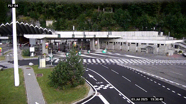 Webcam au péage du tunnel du Mont-Blanc, côté entrée France à Chamonix, au bout de l'A40
