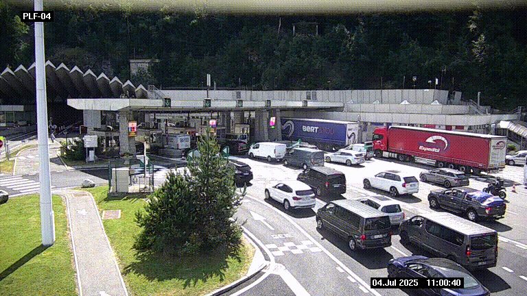 Webcam au péage du tunnel du Mont-Blanc, côté entrée France à Chamonix, au bout de l'A40