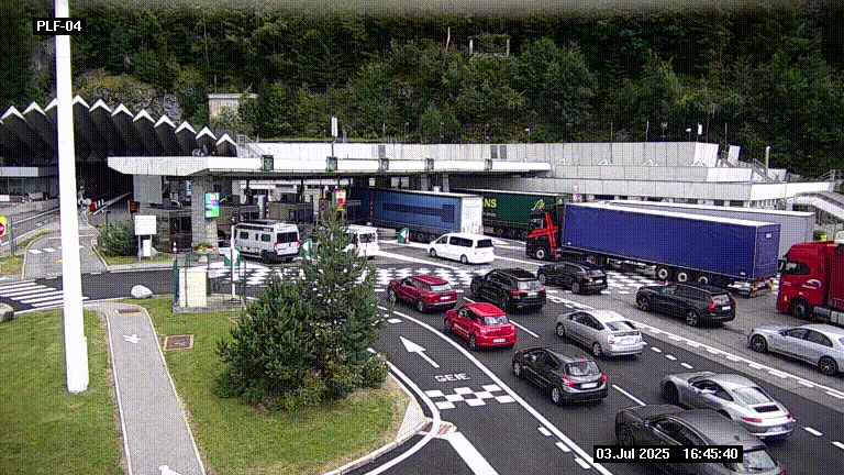 Webcam au péage du tunnel du Mont-Blanc, côté entrée France à Chamonix, au bout de l'A40