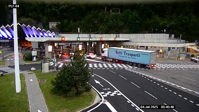 Webcam au péage du tunnel du Mont-Blanc, côté entrée France à Chamonix, au bout de l'A40