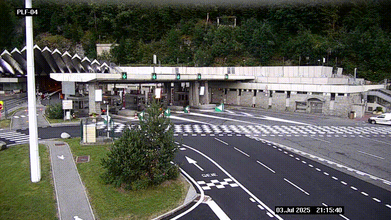 Webcam au péage du tunnel du Mont-Blanc, côté entrée France à Chamonix, au bout de l'A40