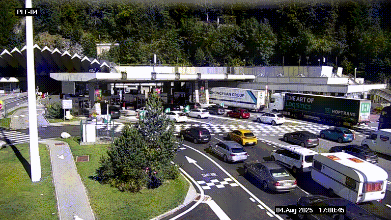 Webcam au péage du tunnel du Mont-Blanc, côté entrée France à Chamonix, au bout de l'A40