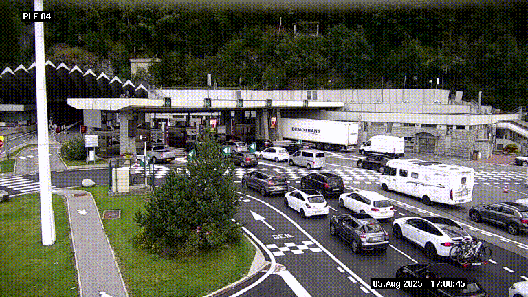 Webcam au péage du tunnel du Mont-Blanc, côté entrée France à Chamonix, au bout de l'A40