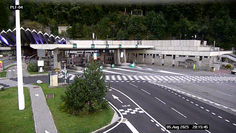 Webcam au péage du tunnel du Mont-Blanc, côté entrée France à Chamonix, au bout de l'A40
