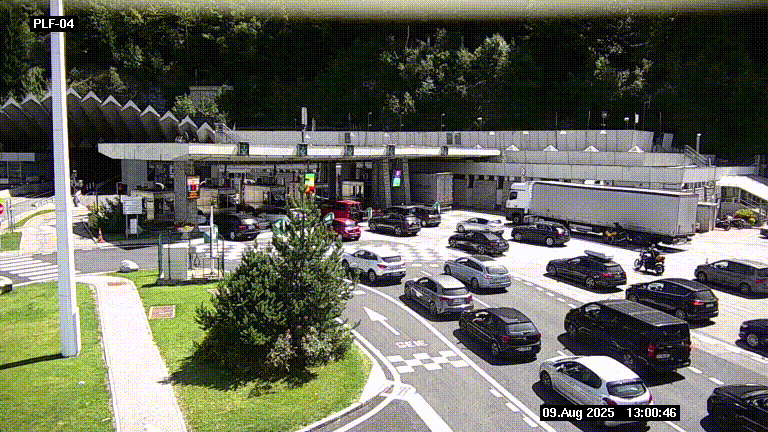 Webcam au péage du tunnel du Mont-Blanc, côté entrée France à Chamonix, au bout de l'A40