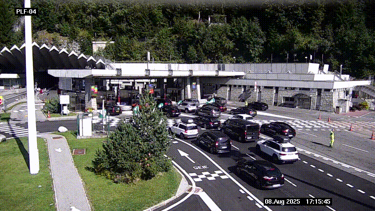 Webcam au péage du tunnel du Mont-Blanc, côté entrée France à Chamonix, au bout de l'A40