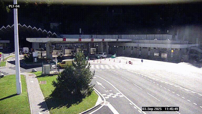 Webcam au péage du tunnel du Mont-Blanc, côté entrée France à Chamonix, au bout de l'A40