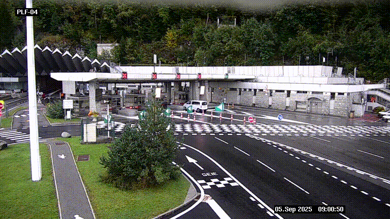 Webcam au péage du tunnel du Mont-Blanc, côté entrée France à Chamonix, au bout de l'A40