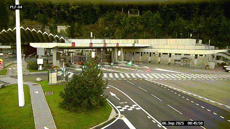 Webcam au péage du tunnel du Mont-Blanc, côté entrée France à Chamonix, au bout de l'A40