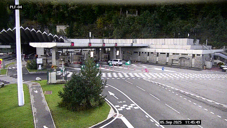 Webcam au péage du tunnel du Mont-Blanc, côté entrée France à Chamonix, au bout de l'A40