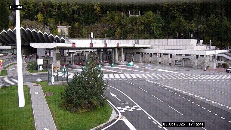 Webcam au péage du tunnel du Mont-Blanc, côté entrée France à Chamonix, au bout de l'A40