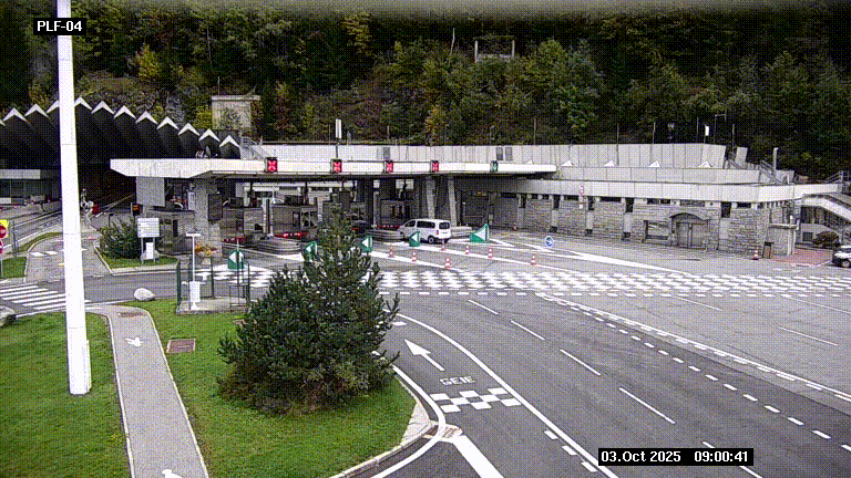 Webcam au péage du tunnel du Mont-Blanc, côté entrée France à Chamonix, au bout de l'A40
