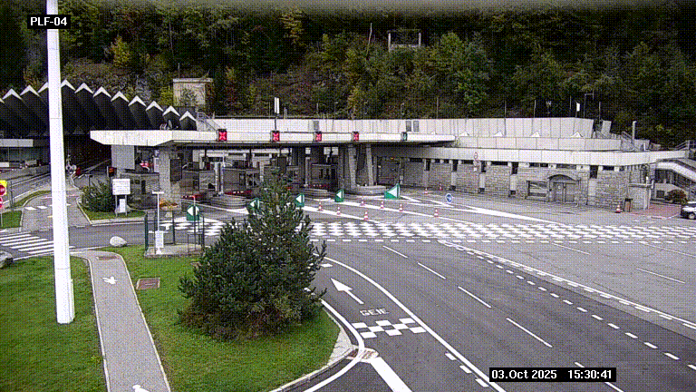 Webcam au péage du tunnel du Mont-Blanc, côté entrée France à Chamonix, au bout de l'A40