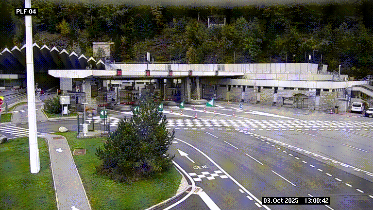 Webcam au péage du tunnel du Mont-Blanc, côté entrée France à Chamonix, au bout de l'A40